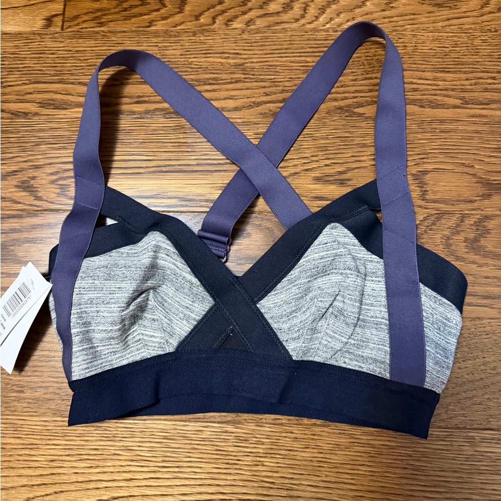 Community Women's Cross-Back Bra - Black, Gray, and Purple